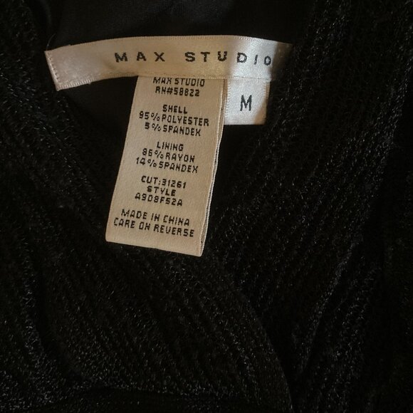 Max Studio Black Ruffled Ruched Midi Dress – Size M – Short Sleeves & V-Neck - Picture 2 of 9